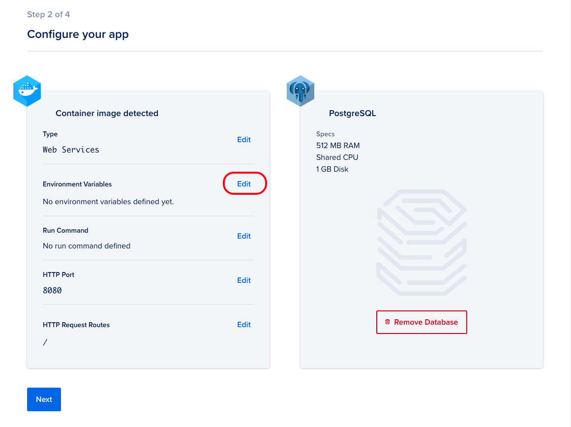 Control panel interface, the 'Edit' button in the 'Environment Variables' section is highlighted