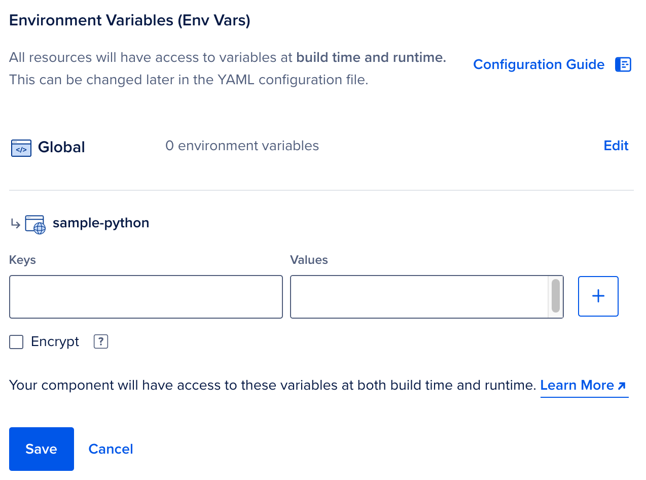 Resources env variables