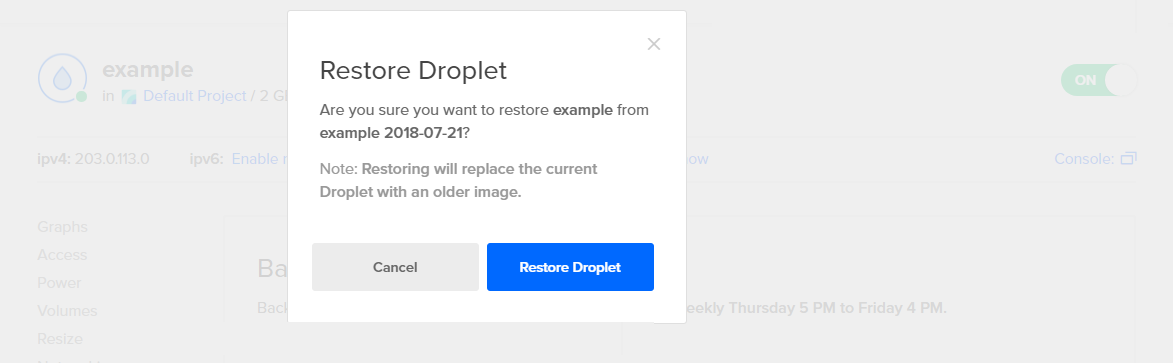 Restore Droplet window