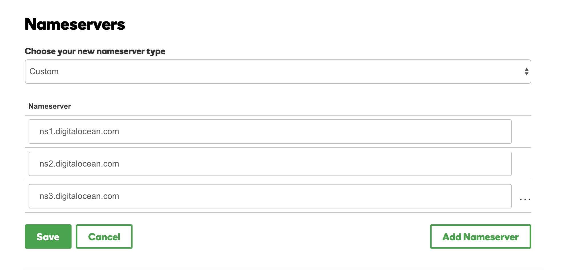 Screenshot of registrar control panel