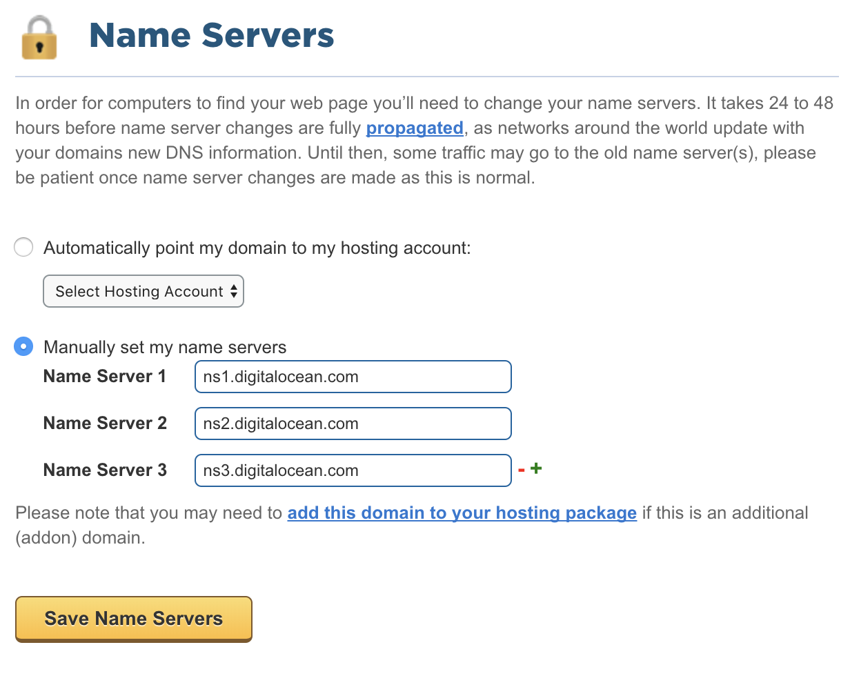 Screenshot of registrar control panel