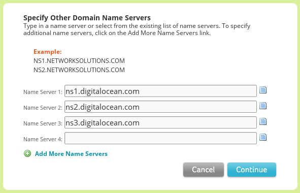 Screenshot of registrar control panel