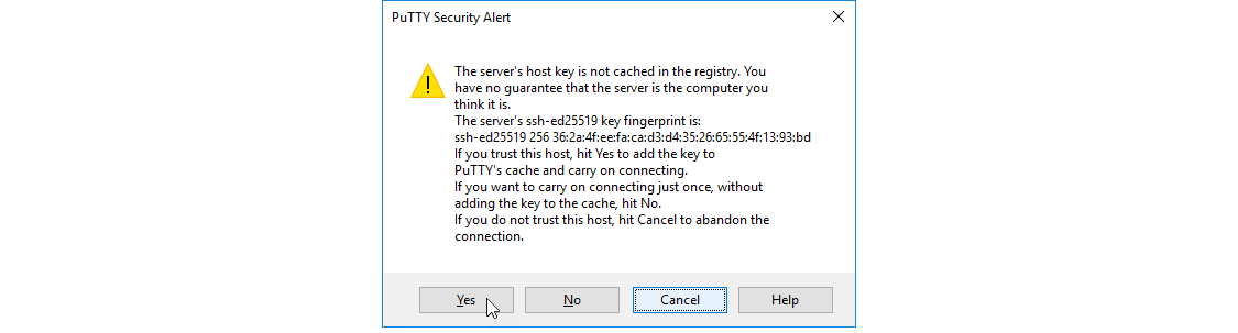 PuTTY Configuration Screen with above values filled in