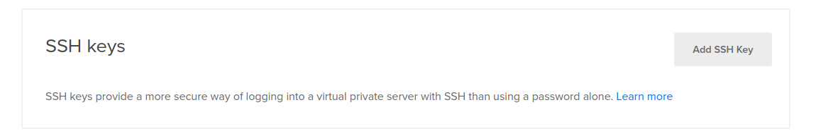 DigitalOcean add new key button