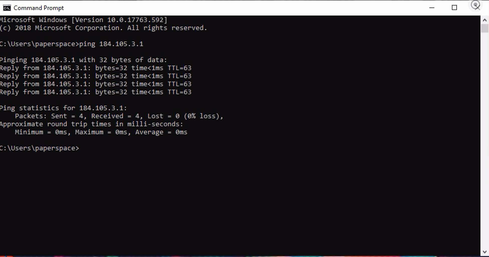 Test latency ping