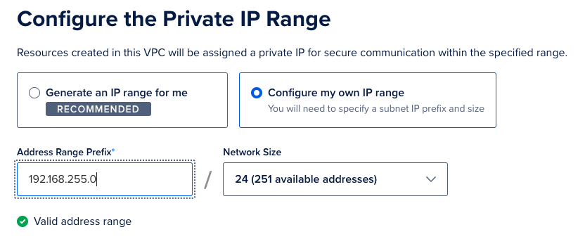 Custom IP range